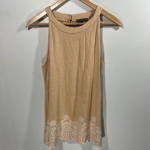 Adrianna Papell Tan Tank Top with Lace Hem